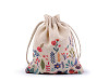 Linen gift bag 10x13 cm, flowers