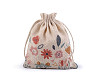 Linen gift bag 10x13 cm, flowers