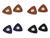 Inserto triangolare, in simil-pelle, con occhiello, da cucire, dimensioni: 8 mm