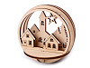 3D Holz-Steckset Häuschen und Kirche + Kugel Ø 7,5 cm
