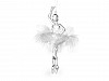 Dekorace baletka, labuť s glitry k zavěšení na stromeček