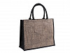 Jute Shopping Tote Bag with Chevron Pattern 42x33 cm