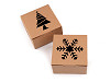 Vianočná papierová krabička s priehľadom stromček, vločka