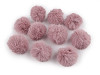 Pompon en fourrure avec boucle, Ø 3,5 cm