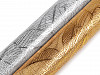 Tessuto decorativo in tulle, motivo: foglie metalliche, larghezza: 48 cm