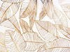 Tessuto decorativo in tulle, motivo: foglie metalliche, larghezza: 48 cm