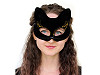 Karnevalová maska - škraboška zamatová s glitrami mačka