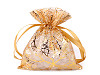 Bolsa de regalo de organza, ramitas doradas/árbol, 10 x 13 cm 