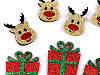 Christmas felt reindeer / gift applique with glitter