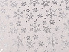 Tissu en coton/imitation lin de Noël métallisé, Flocons de neige