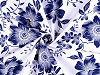 Bavlněná látka / plátno modrotisk květy (1 m)