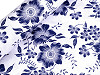 Tela de algodón/lona, estampado de flores azules