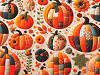 Cotton fabric / canvas with digital print, pumpkin / Autumn