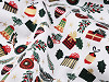 Christmas cotton canvas / poplin with metallic print