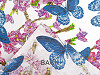 Bavlněná látka / plátno květy / motýli šíře 220 cm