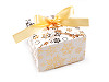 Christmas gift box with gold print and ribbon