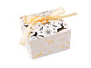 Christmas gift box with gold print and ribbon