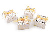 Christmas gift box with gold print and ribbon