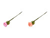 Mini-rosa in raso, fissata su filo metallico