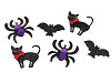 Filz-Katze, Fledermaus und Spinne mit Glitzer, Halloween