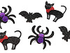 Gatto, pipistrello e ragno in feltro con glitter, motivo: Halloween