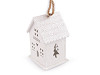 Light up wooden house to hang with glitter