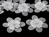 Flower with rhinestone and beads for sewing and gluing Ø4.5 cm