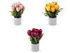 Artificial tulips in a flower pot