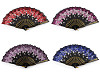 Fabric hand fan, butterflies with glitter