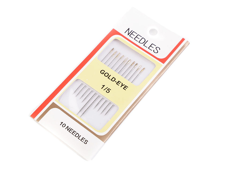 Sewing needles sharp, golden eyes, nickel, 1 card