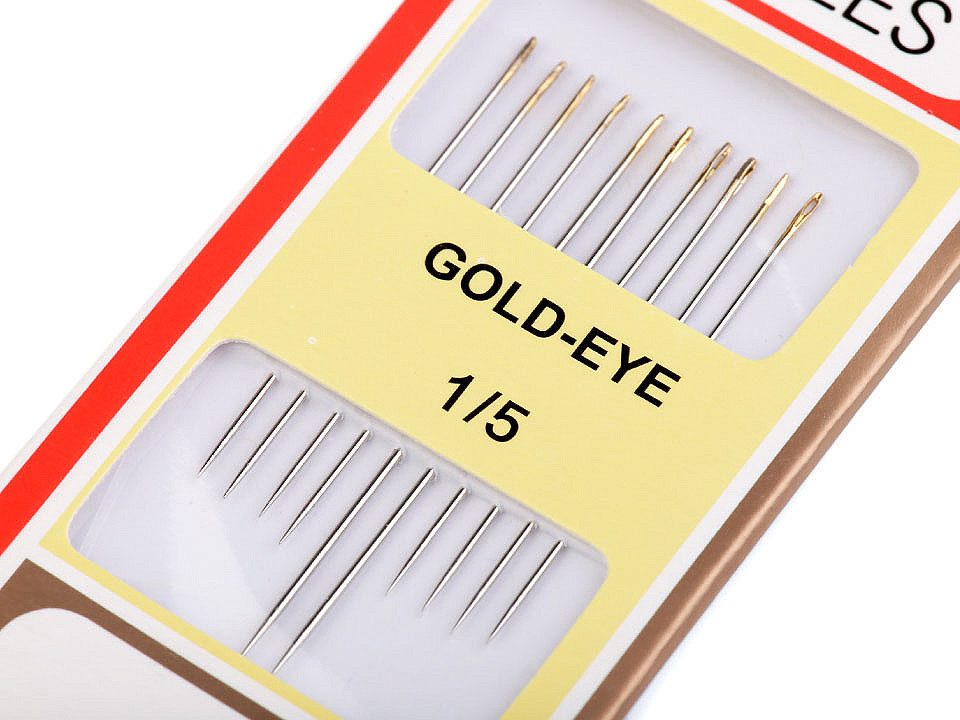 Sewing needles sharp, golden eyes, nickel, 36 card