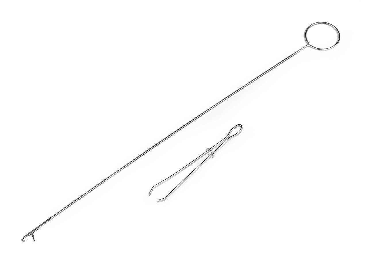 Elastic cord needle and threader - set, nickel, 1 pc