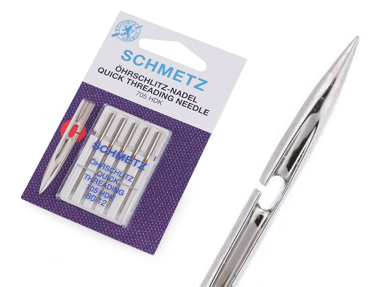 Quick Threading Machine Needles 90/14; Schmetz, on Card, Nickel, 20 Cards