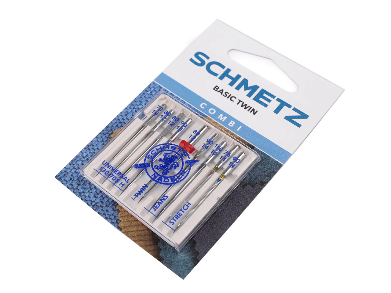 Combi box 70; 80; 90; 100 Schmetz machine needles on a card, nickel, 1 card