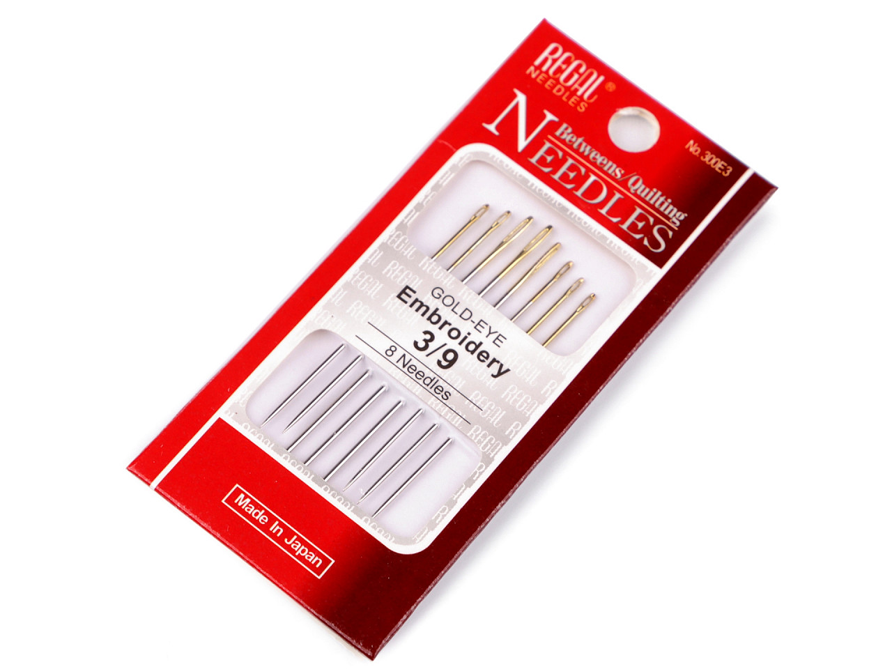 Embroidery needles 3/9, gold eyes, nickel, 36 card