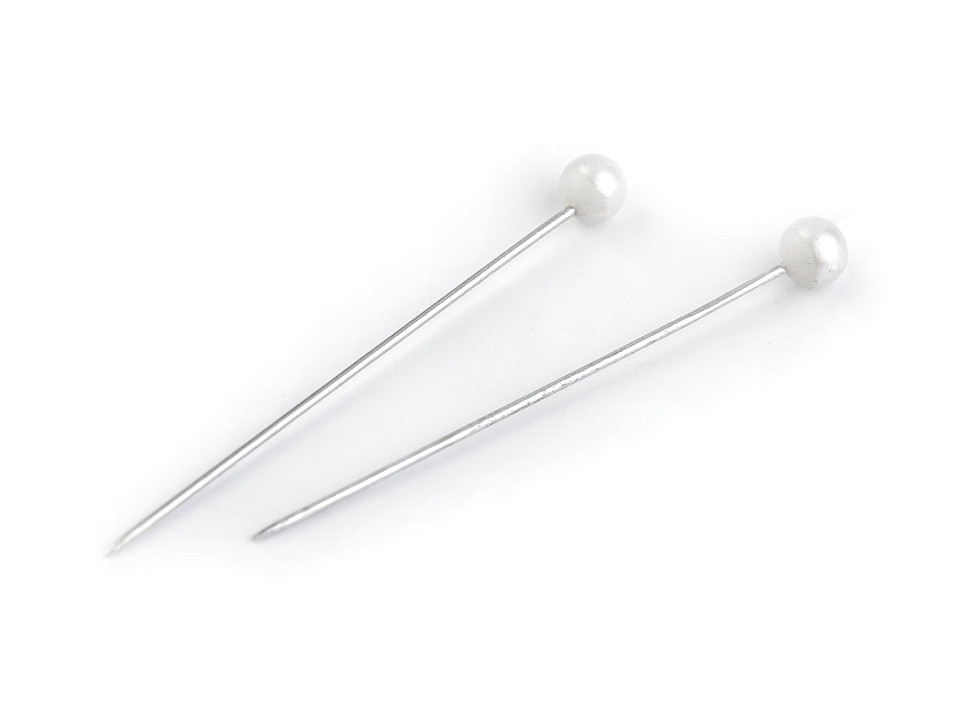 Decorative pins length 38 mm pearl, white, 20 boxes