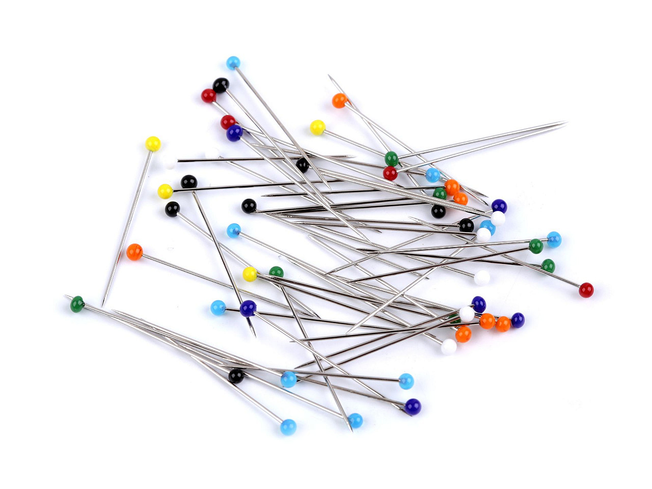 Glass head pins length 31 mm, mix of colours, 1 box