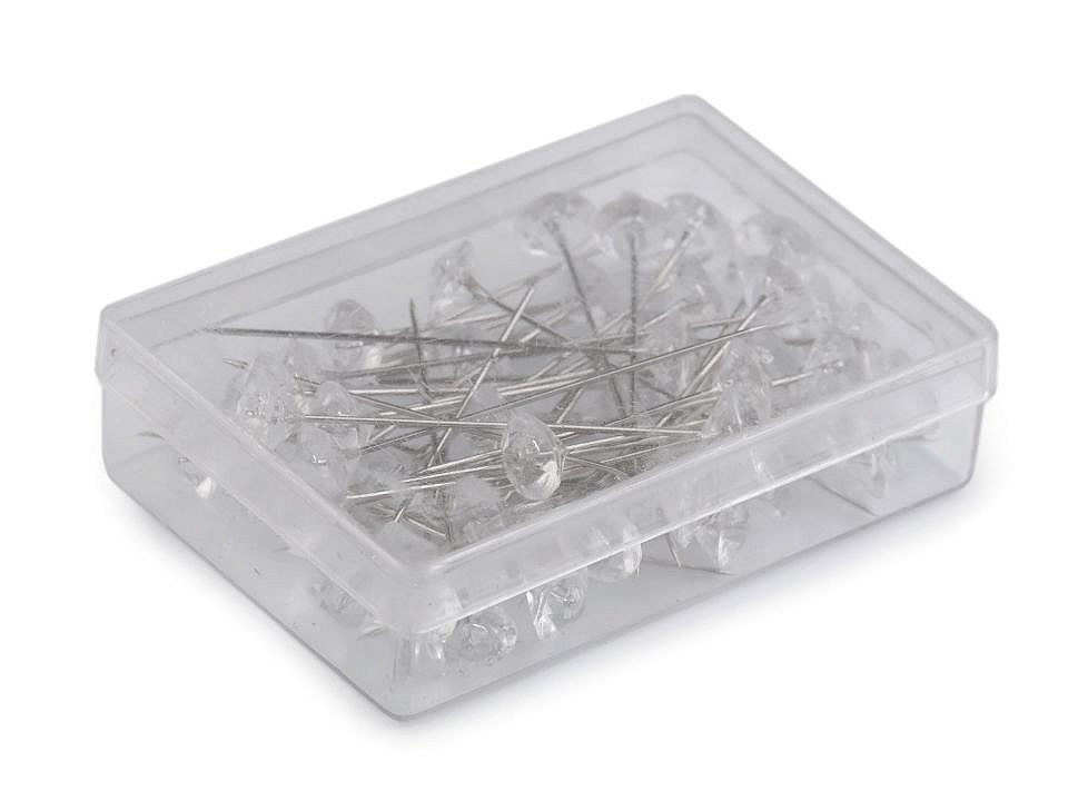 Decorative pins length 49 mm diamond, transparent, 1 box