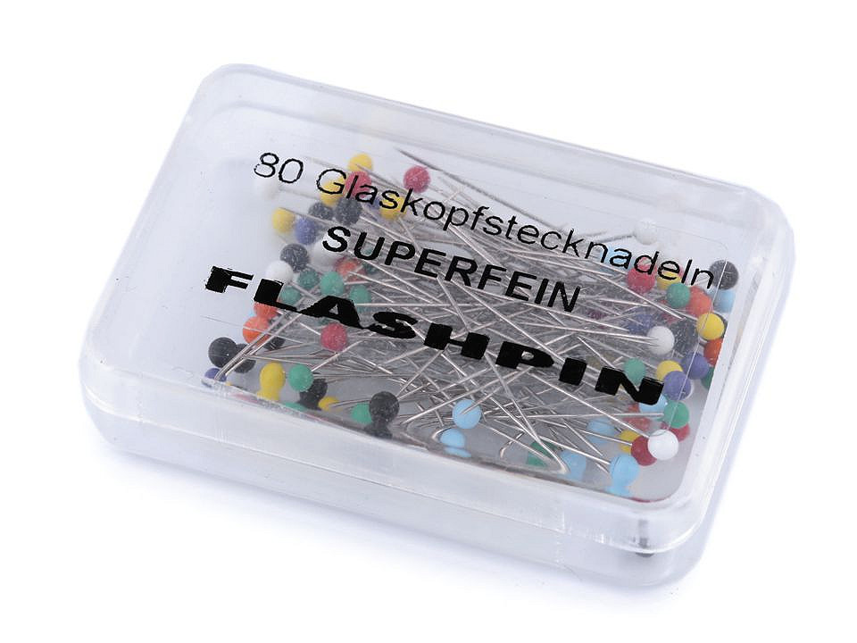 Špendlíky so sklenenou hlavičkou dĺžka 34 mm