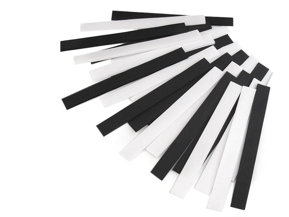 Hook and loop fastener + plush cut width 20 mm, black and white mix, 25 pairs