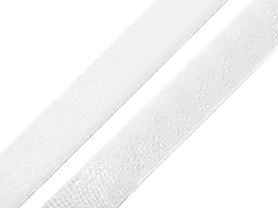 Hook and loop fastener + plush self-adhesive width 20 mm, white, 25 m