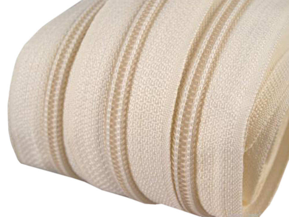 Spiral zipper No. 5 by the meter for POL type sliders, lightest cream, 25 m