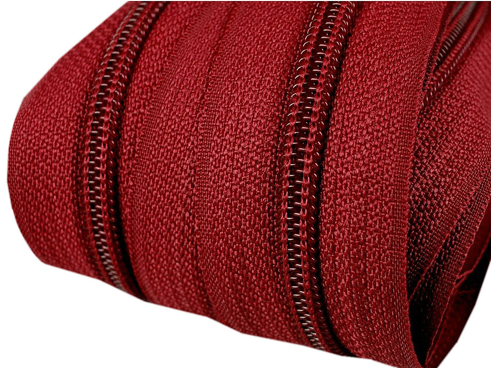 Spiral zip No. 5 by the meter for POL type riders, dark red, 5 m