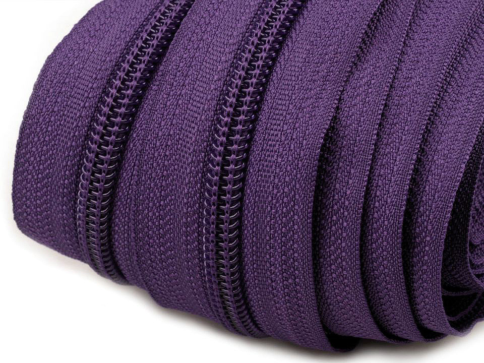 Spiral zip No. 5 by the meter for POL type riders, plum, 5 m