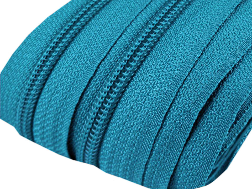 Spiral zip No. 5 by the metre for POL type sliders, turquoise blue, 200 m