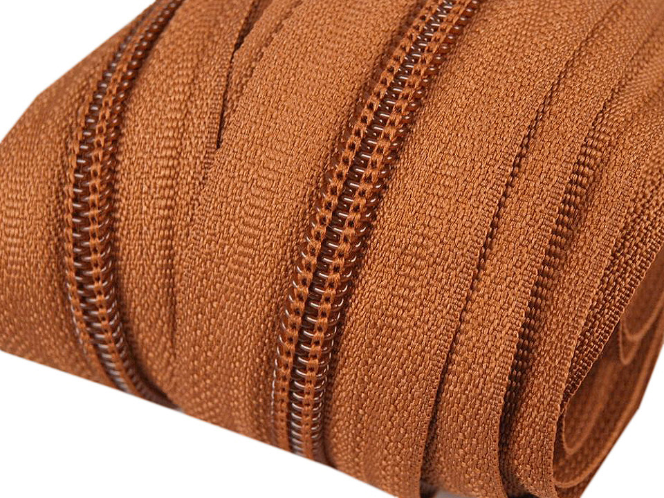 Spiral zipper No. 5 by the meter for POL type sliders, medium brown, 25 m