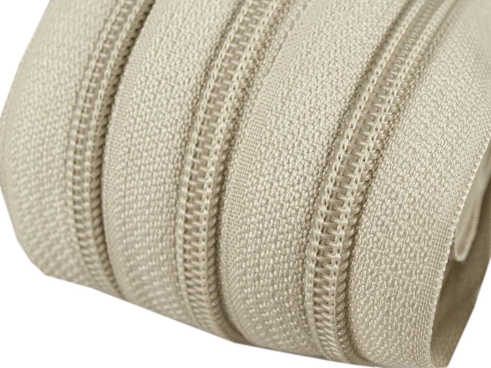 Spiral zip No. 5 by the meter for POL type riders, cream, 200 m