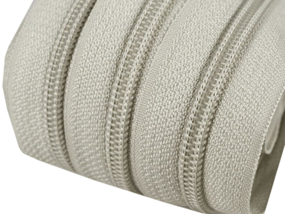 Spiral zip No. 5 by the metre for POL type riders, grey-beige, 25 m