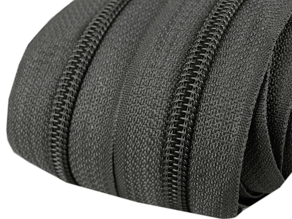 Spiral zip No. 5 by the meter for POL type riders, dark grey, 5 m