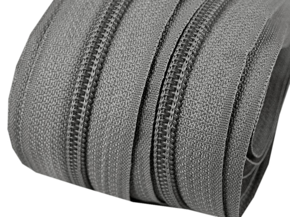 Spiral zip No. 5 by the meter for POL type riders, neutral grey, 25 m